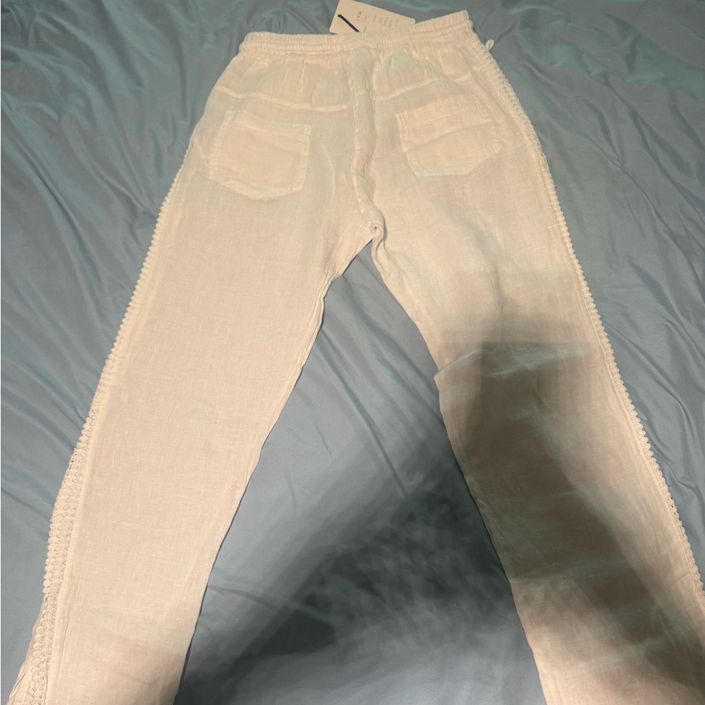 White Textured Pants
